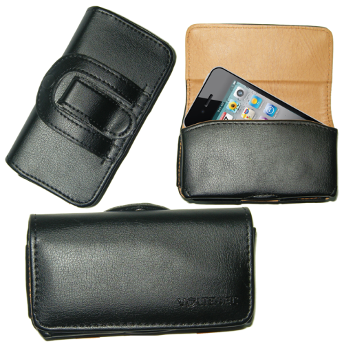 VOLTE-TEL ΘΗΚΗ IPHONE 4S/L ΟΡΙΖΟΝΤΙΑ ΔΕΡΜΑΤΝΗ SOFT DUAL CLIP BLACK
