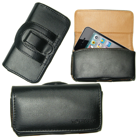VOLTE-TEL ΘΗΚΗ IPHONE 4S/L ΟΡΙΖΟΝΤΙΑ ΔΕΡΜΑΤΝΗ SOFT DUAL CLIP BLACK