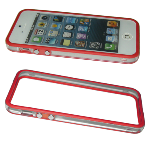VOLTE-TEL ΘΗΚΗ IPHONE SE/5S BUMPER METAL BUTTON TRANSPARENT-RED