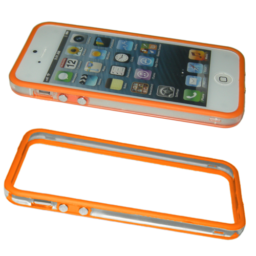 VOLTE-TEL ΘΗΚΗ IPHONE SE/5 BUMPER METAL BUTTON TRANSPARENT-ORANGE
