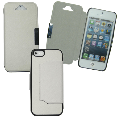 VOLTE-TEL ΘΗΚΗ IPHONE SE/5/5S PU LEATHER METAL BOOK-STAND WHITE