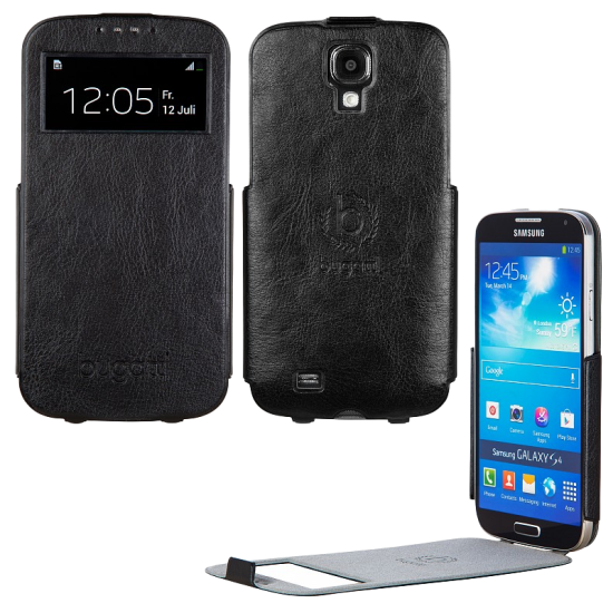 BUGATTI ΘΗΚΗ SAMSUNG S4 I9505LEATHER ULTRA THIN FLIPCASE BLACK