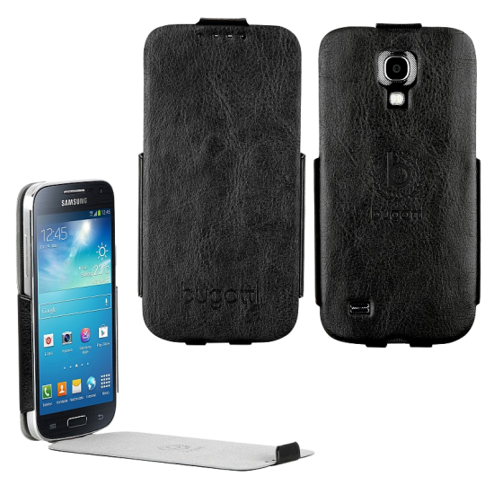 BUGATTI ΘΗΚΗ SAMSUNG I9195 LEATHER ULTRA THIN FLIPCASE BLACK