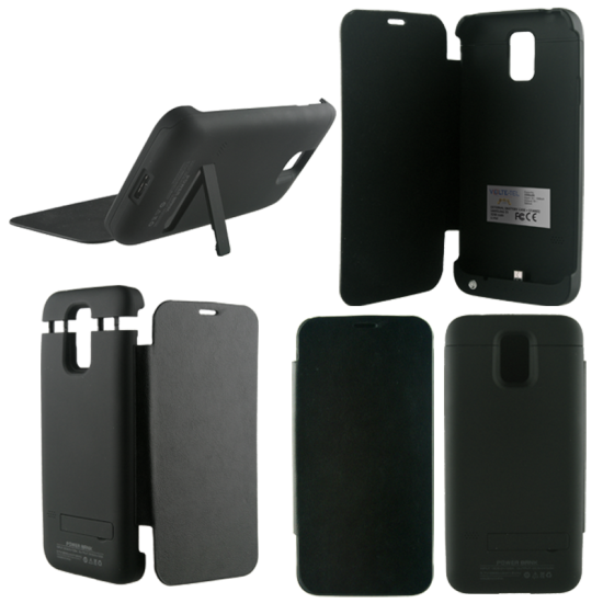 SAMSUNG G900 S5 EXTERNAL(BOOK CASE BATTERY+STAND)3200 mAh BLACK