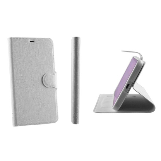 VOLTE-TEL ΘΗΚΗ MOTOROLA MOTO G XT1068 LINE LEATHER-TPU BOOK STAND WHITE