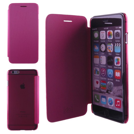 IDOL 1991 ΘΗΚΗ IPHONE 6S PLUS/6 5.5" FACE-BOOK CLEAR LEATHER PINK
