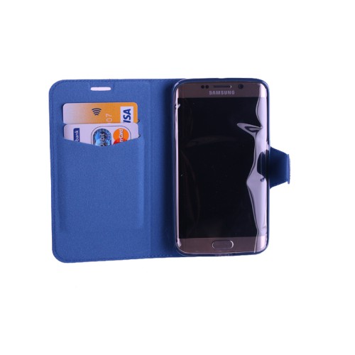 VOLTE-TEL ΘΗΚΗ SAMSUNG S6 EDGE G925 LINE LEATHER-TPU BOOK STAND BLUE