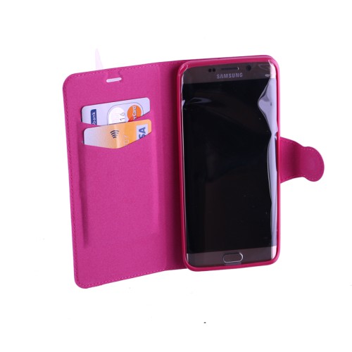 VOLTE-TEL ΘΗΚΗ SAMSUNG S6 EDGE G925 LINE LEATHER-TPU BOOK STAND PINK