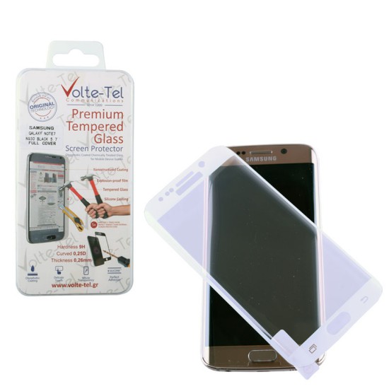VOLTE-TEL TEMPERED GLASS SAMSUNG S6 EDGE+ G928 5.7in 0.26mm 3D CURVED FULL COVER WHITE