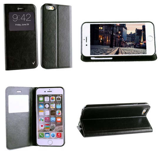 VOLTE-TEL ΘΗΚΗ IPHONE 6S/6 4.7" LEATHER-TPU VIEW BOOK STAND BLACK