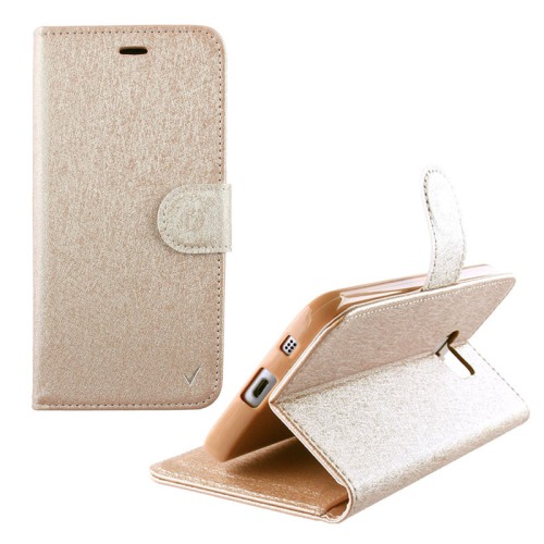 VOLTE-TEL ΘΗΚΗ SAMSUNG J1 2016 J120 LEATHER GOLD-TPU BOOK STAND