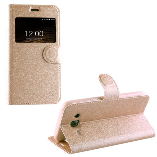 VOLTE-TEL LEATHER GOLD-TPU VIEW BOOK STAND ΘΗΚΗ LG K7 X210 5.0in