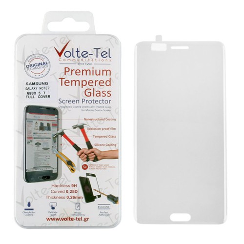 VOLTE-TEL TEMPERED GLASS SAMSUNG NOTE FE N935 5.7" 0.26mm 3D CURVED FULL COVER TRANSPARENT