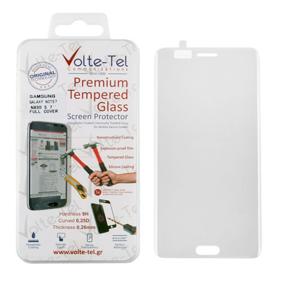 VOLTE-TEL TEMPERED GLASS SAMSUNG NOTE FE N935 5.7" 0.26mm 3D CURVED FULL COVER TRANSPARENT