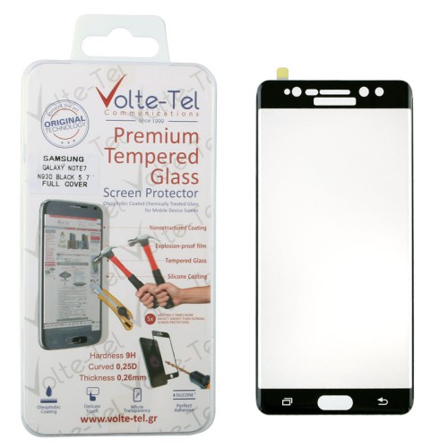 VOLTE-TEL TEMPERED GLASS SAMSUNG NOTE FE N935 5.7" 0.26mm 3D CURVED FULL COVER BLACK