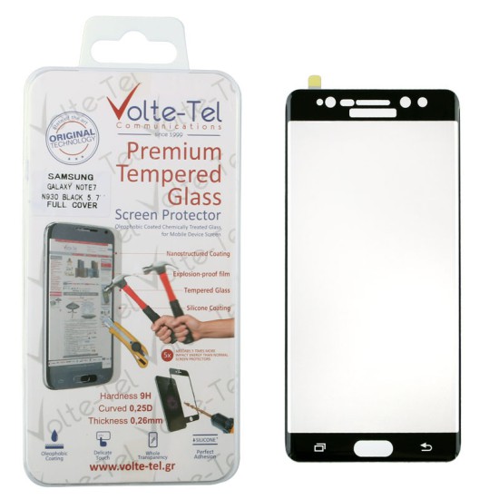 VOLTE-TEL TEMPERED GLASS SAMSUNG NOTE FE N935 5.7" 0.26mm 3D CURVED FULL COVER BLACK