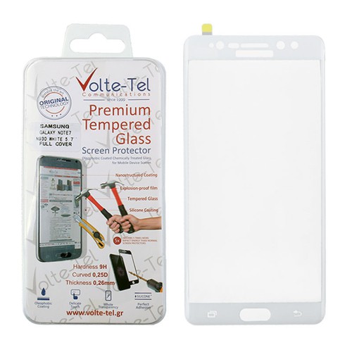 VOLTE-TEL TEMPERED GLASS SAMSUNG NOTE FE N935 5.7" 0.26mm 3D CURVED FULL COVER WHITE
