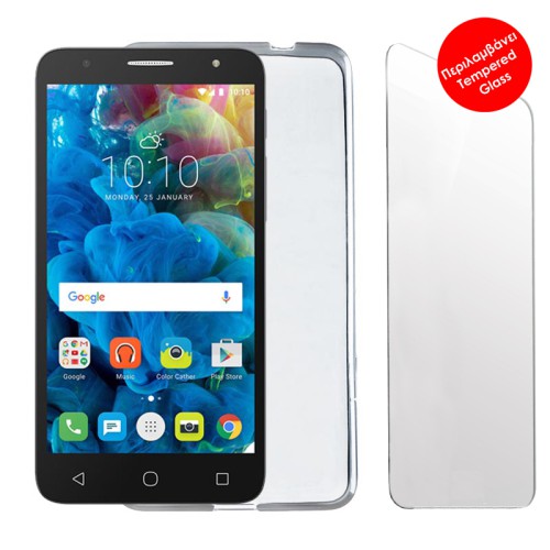 VOLTE-TEL COMBO ALCATEL POP 4 PLUS 5056D 5.5" TEMPERED 0.30 + ΘΗΚΗ SLIMCOLOR WHITE
