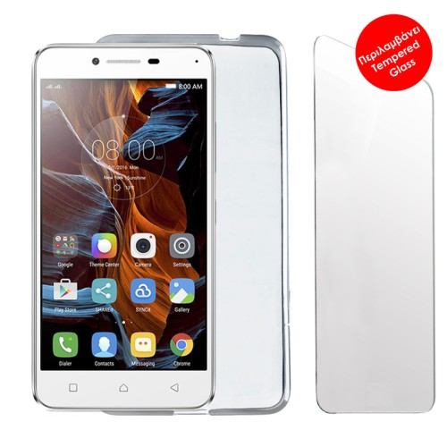VOLTE-TEL COMBO LENOVO VIBE K5 5.0" TEMPERED 0.30 + ΘΗΚΗ SLIMCOLOR WHITE
