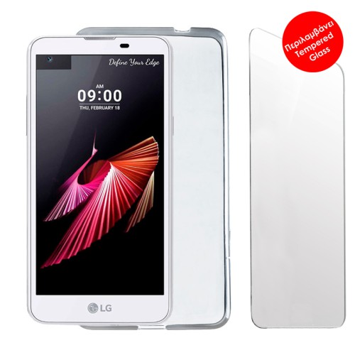 VOLTE-TEL COMBO LG X SCREEN K500 4.93" TEMPERED 0.30 + ΘΗΚΗ SLIMCOLOR WHITE