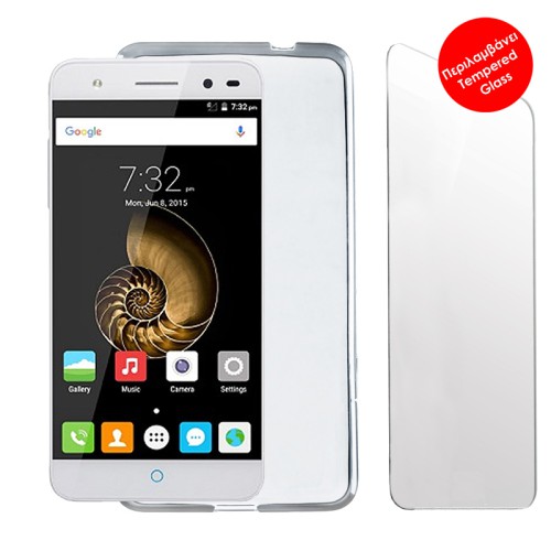 VOLTE-TEL COMBO ZTE BLADE V7 LITE 5.0" TEMPERED 0.30 + ΘΗΚΗ SLIMCOLOR WHITE