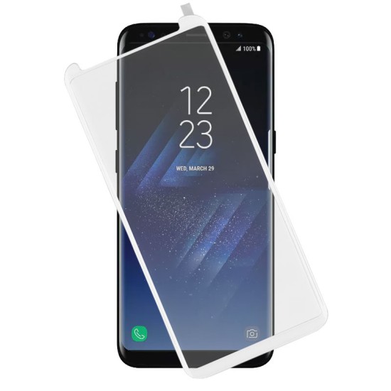 IDOL 1991 GLAMOUR TEMPERED GLASS SAMSUNG S8+ G955 9H 0.30mm FULL COVER 3D EDGE WHITE