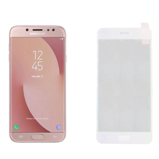 IDOL 1991 TEMPERED GLASS SAMSUNG J7 2017 J730 5.5" 9H 0.25mm 2.5D SPECIAL FULL COVER WHITE