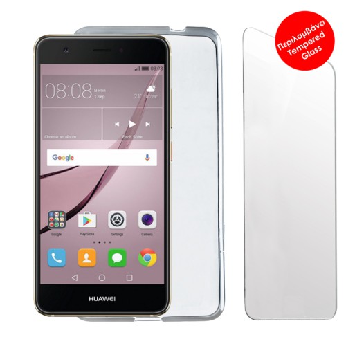 VOLTE-TEL COMBO HUAWEI NOVA 5.0" TEMPERED 0.30 + ΘΗΚΗ SLIMCOLOR WHITE
