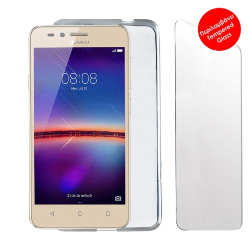 VOLTE-TEL COMBO HUAWEI Y3 2017/Y3 2018 5.0" TEMPERED 0.30 + ΘΗΚΗ SLIMCOLOR WHITE