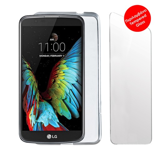 VOLTE-TEL COMBO LG K10 K420 5.3" TEMPERED 0.30 + ΘΗΚΗ SLIMCOLOR WHITE