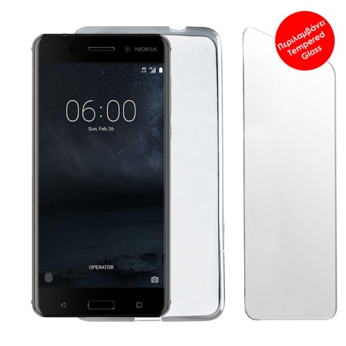 VOLTE-TEL COMBO NOKIA 6 5.5" TEMPERED 0.30 + ΘΗΚΗ SLIMCOLOR WHITE