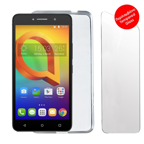VOLTE-TEL COMBO ALCATEL A2 XL 6.0" TEMPERED 0.30 + ΘΗΚΗ SLIMCOLOR AIR WHITE