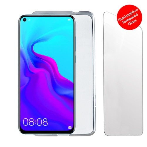 VOLTE-TEL COMBO HUAWEI NOVA 4 6.4" TEMPERED 0.30 + ΘΗΚΗ SLIMCOLOR AIR WHITE