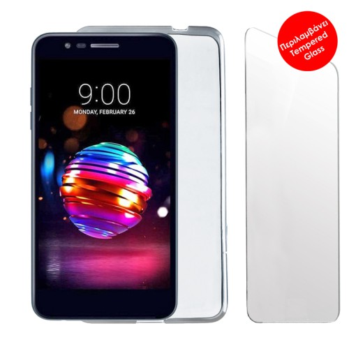 VOLTE-TEL COMBO LG K10 2018 5.3" TEMPERED 0.30 + ΘΗΚΗ SLIMCOLOR AIR WHITE