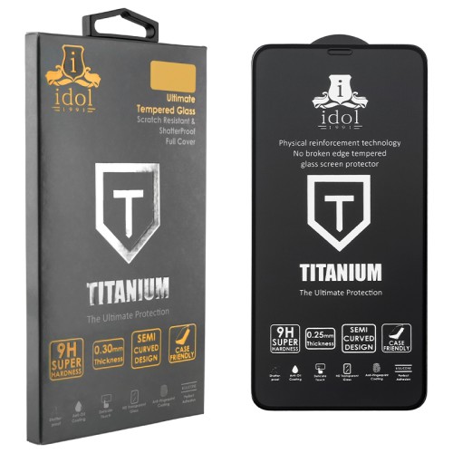 IDOL 1991 TITANIUM TEMPERED GLASS SAMSUNG A70 2019 A705 6.7in 9H 0.25mm  SEMI CURVED FULL GLUE BLACK