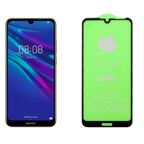IDOL 1991 TEMPERED GLASS HUAWEI Y6 2019/Y6 PRO 2019 6.09" 9H 0.25mm 20D FULL GLUE SEMI CURVED BLACK
