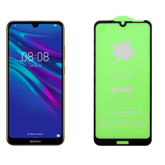 IDOL 1991 TEMPERED GLASS HUAWEI Y6 2019/Y6 PRO 2019 6.09" 9H 0.25mm 20D FULL GLUE SEMI CURVED BLACK