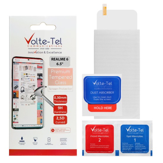 VOLTE-TEL TEMPERED GLASS REALME 6 6.5in 9H 0.30mm 2.5D FULL GLUE