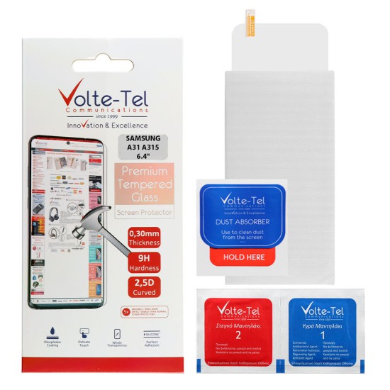 VOLTE-TEL TEMPERED GLASS SAMSUNG A31 A315 6.4in 9H 0.30mm 2.5D FULL GLUE