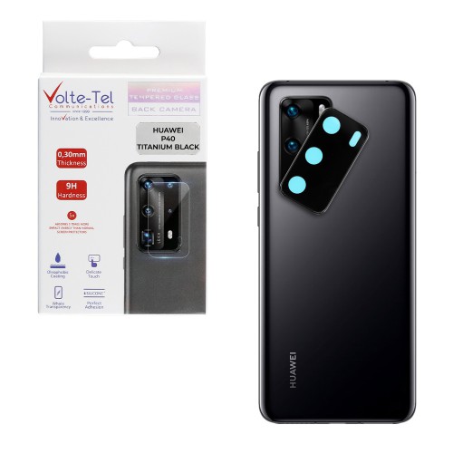 VOLTE-TEL CAMERA GLASS COVER HUAWEI P40 6.1" 9H 0.30MM TITANIUM WITH FRAME BLACK