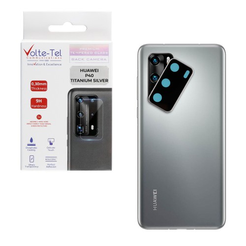 VOLTE-TEL CAMERA GLASS COVER HUAWEI P40 6.1" 9H 0.30MM TITANIUM WITH FRAME SILVER