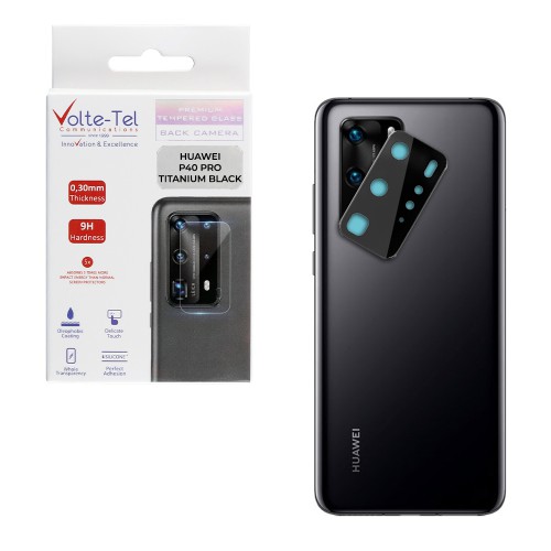 VOLTE-TEL CAMERA GLASS COVER HUAWEI P40 PRO 6.58" 9H 0.30MM TITANIUM WITH FRAME BLACK