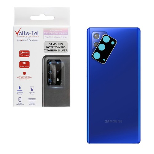 VOLTE-TEL CAMERA GLASS COVER SAMSUNG NOTE 20 N980 6.7" 9H 0.30MM TITANIUM WITH FRAME SILVER