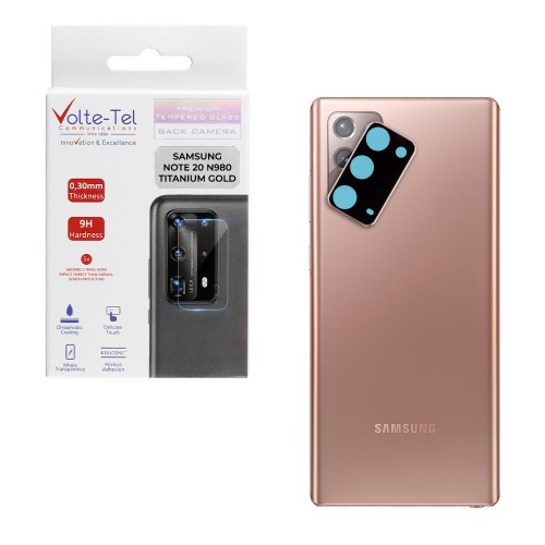 VOLTE-TEL CAMERA GLASS COVER SAMSUNG NOTE 20 N980 6.7" 9H 0.30MM TITANIUM WITH FRAME GOLD