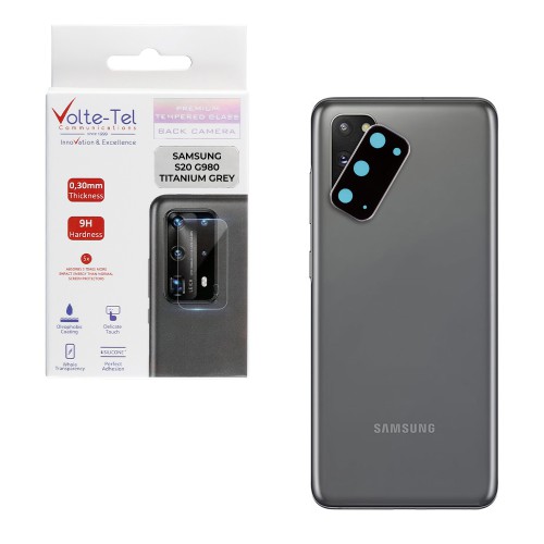 VOLTE-TEL CAMERA GLASS COVER SAMSUNG S20 G980 6.2" 9H 0.30MM TITANIUM WITH FRAME GREY