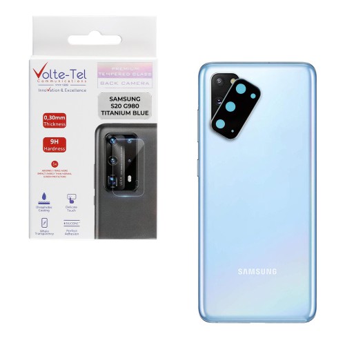 VOLTE-TEL CAMERA GLASS COVER SAMSUNG S20 G980 6.2" 9H 0.30MM TITANIUM WITH FRAME BLUE
