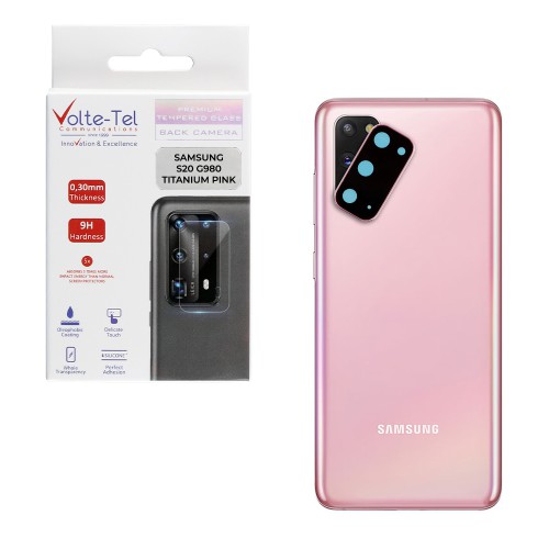 VOLTE-TEL CAMERA GLASS COVER SAMSUNG S20 G980 6.2" 9H 0.30MM TITANIUM WITH FRAME PINK