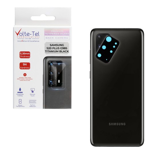 VOLTE-TEL CAMERA GLASS COVER SAMSUNG S20 PLUS G985 6.7" 9H 0.30MM TITANIUM WITH FRAME BLACK