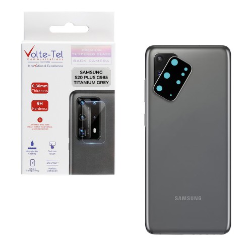 VOLTE-TEL CAMERA GLASS COVER SAMSUNG S20 PLUS G985 6.7" 9H 0.30MM TITANIUM WITH FRAME GREY