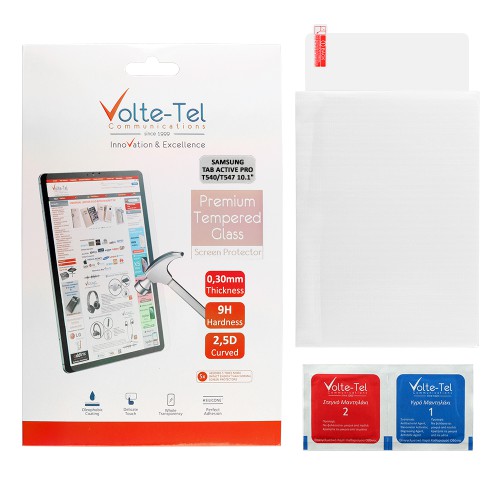 VOLTE-TEL TEMPERED GLASS SAMSUNG TAB ACTIVE PRO T540/T547 10.1" 9H 0.30mm 2.5D FULL GLUE FULL COVER